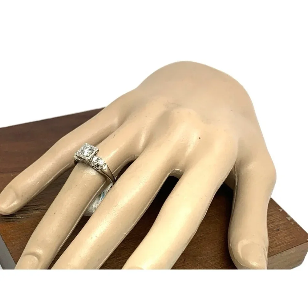 Engagement Ring Diamond 0.50ctw 14k White Gold Round Women's Jewelry Size 8